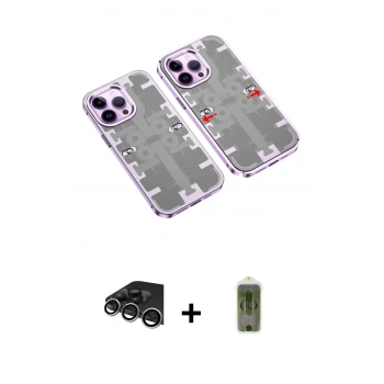 MARSİLYAN™- iPhone 14 Pro Max Kılıf Ufuk Doku Prime - Siyah Joko Magic 5D Hayalet Cam + Raze Metal Kamera Lens - GS