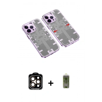 MARSİLYAN™- iPhone 14 Pro Max Kılıf Ufuk Doku Prime - Siyah Joko Magic 5D Hayalet Cam + PVD Metal Kamera Lens - TU