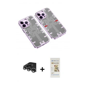 MARSİLYAN™- iPhone 14 Pro Max Kılıf Ufuk Doku Prime - Siyah Mat Seramik Nano Ekran Koruyucu + Raze Metal Kamera Lens - GS