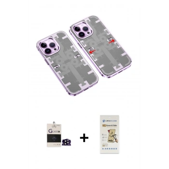 MARSİLYAN™- iPhone 14 Pro Max Kılıf Ufuk Doku Prime - Siyah Mat Seramik Nano Ekran Koruyucu + Bilvis Titan Kamera Lens - SH