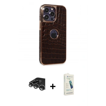 MARSİLYAN™- iPhone 14 Pro Max Kılıf Ufuk Form Prime - Şeffaf Pasifik Cam Ekran Koruyucu + Raze Metal Kamera Lens - GS