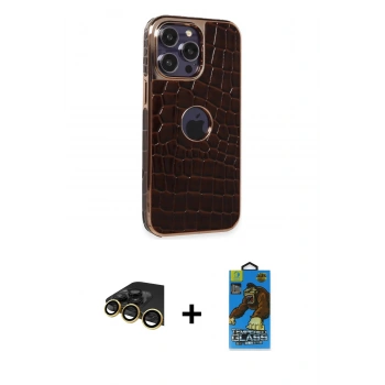 MARSİLYAN™- iPhone 14 Pro Max Kılıf Ufuk Form Prime - Siyah 18D Cam Ekran Koruyucu + Raze Metal Kamera Lens - GD