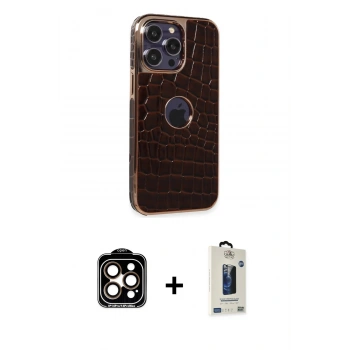 MARSİLYAN™- iPhone 14 Pro Max Kılıf Ufuk Form Prime - Siyah Bilvis Hayalet Cam Ekran Koruyucu + PVD Metal Kamera Lens - TU