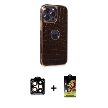 MARSİLYAN™- iPhone 14 Pro Max Kılıf Ufuk Form Prime - Siyah Buffer Cam Ekran Koruyucu + PVD Metal Kamera Lens - TU