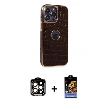 MARSİLYAN™- iPhone 14 Pro Max Kılıf Ufuk Form Prime - Siyah Buffer Hayalet Cam Ekran Koruyucu + PVD Metal Kamera Lens - TU