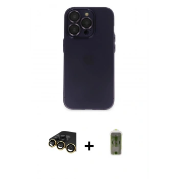 MARSİLYAN™- iPhone 14 Pro Max Kılıf Ufuk Minimal Özel Seri - Siyah Joko Magic 5D Hayalet Cam + Raze Metal Kamera Lens - GD