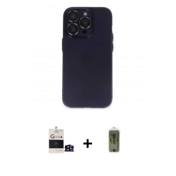 MARSİLYAN™- iPhone 14 Pro Max Kılıf Ufuk Minimal Özel Seri - Siyah Joko Magic 5D Hayalet Cam + Bilvis Titan Kamera Lens - SH