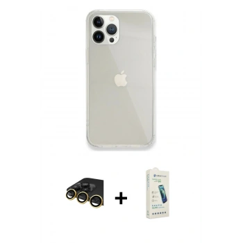 MARSİLYAN™- iPhone 14 Pro Max Kılıf Vadi Asil Prime - Şeffaf Pasifik Cam Ekran Koruyucu + Raze Metal Kamera Lens - GD