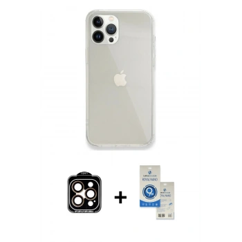 MARSİLYAN™- iPhone 14 Pro Max Kılıf Vadi Asil Prime - Şeffaf Royal Nano Ekran Koruyucu + PVD Metal Kamera Lens - TU