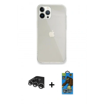 MARSİLYAN™- iPhone 14 Pro Max Kılıf Vadi Asil Prime - Siyah 18D Cam Ekran Koruyucu + Raze Metal Kamera Lens - GS