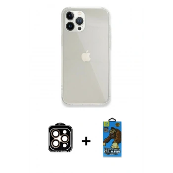 MARSİLYAN™- iPhone 14 Pro Max Kılıf Vadi Asil Prime - Siyah 18D Cam Ekran Koruyucu + PVD Metal Kamera Lens - TU
