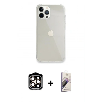 MARSİLYAN™- iPhone 14 Pro Max Kılıf Vadi Asil Prime - Siyah Bilvis 3D Mat Cam Ekran Koruyucu + PVD Metal Kamera Lens - TU