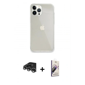 MARSİLYAN™- iPhone 14 Pro Max Kılıf Vadi Asil Prime - Siyah Bilvis 3D Mat Cam Ekran Koruyucu + Raze Metal Kamera Lens - GS