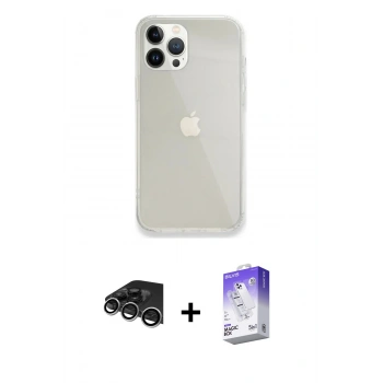 MARSİLYAN™- iPhone 14 Pro Max Kılıf Vadi Asil Prime - Siyah Bilvis 5in1 3D Magic Cam Ekran Koruyucu + Raze Metal Kamera Lens - GS