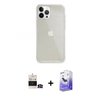 MARSİLYAN™- iPhone 14 Pro Max Kılıf Vadi Asil Prime - Siyah Bilvis 5in1 5D Magic Hayalet Cam Ekran Koruyucu + Bilvis Titan Kamera Lens - GD