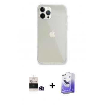 MARSİLYAN™- iPhone 14 Pro Max Kılıf Vadi Asil Prime - Siyah Bilvis 5in1 5D Magic Hayalet Cam Ekran Koruyucu + Bilvis Titan Kamera Lens - SH