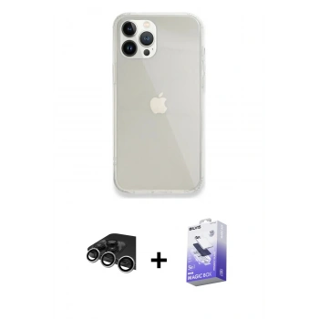 MARSİLYAN™- iPhone 14 Pro Max Kılıf Vadi Asil Prime - Siyah Bilvis 5in1 5D Magic Hayalet Cam Ekran Koruyucu + Raze Metal Kamera Lens - GS