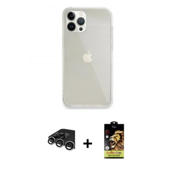 MARSİLYAN™- iPhone 14 Pro Max Kılıf Vadi Asil Prime - Siyah Buffer Cam Ekran Koruyucu + Raze Metal Kamera Lens - GS