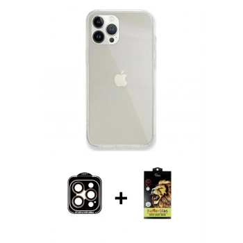 MARSİLYAN™- iPhone 14 Pro Max Kılıf Vadi Asil Prime - Siyah Buffer Cam Ekran Koruyucu + PVD Metal Kamera Lens - TU