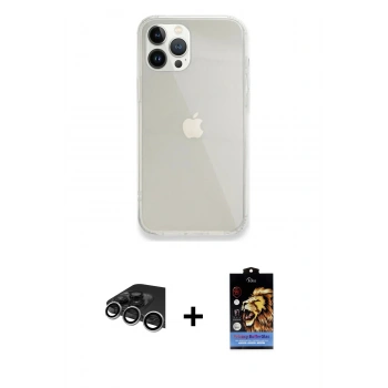 MARSİLYAN™- iPhone 14 Pro Max Kılıf Vadi Asil Prime - Siyah Buffer Hayalet Cam Ekran Koruyucu + Raze Metal Kamera Lens - GS