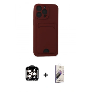 MARSİLYAN™- iPhone 14 Pro Max Kılıf Vadi Çizgi Prime - Siyah Bilvis 3D Mat Cam Ekran Koruyucu + PVD Metal Kamera Lens - TU