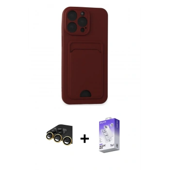 MARSİLYAN™- iPhone 14 Pro Max Kılıf Vadi Çizgi Prime - Siyah Bilvis 5in1 3D Magic Cam Ekran Koruyucu + Raze Metal Kamera Lens - GD