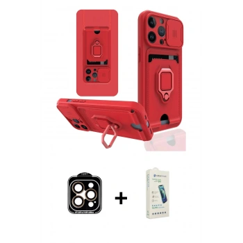 MARSİLYAN™- iPhone 14 Pro Max Kılıf Vadi Form Prime - Şeffaf Pasifik Cam Ekran Koruyucu + PVD Metal Kamera Lens - TU