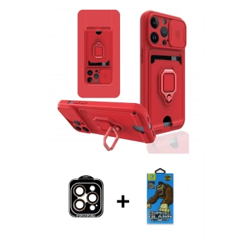 MARSİLYAN™- iPhone 14 Pro Max Kılıf Vadi Form Prime - Siyah 18D Cam Ekran Koruyucu + PVD Metal Kamera Lens - TU