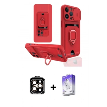 MARSİLYAN™- iPhone 14 Pro Max Kılıf Vadi Form Prime - Siyah Bilvis 5in1 3D Magic Cam Ekran Koruyucu + PVD Metal Kamera Lens - TU