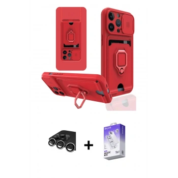 MARSİLYAN™- iPhone 14 Pro Max Kılıf Vadi Form Prime - Siyah Bilvis 5in1 3D Magic Cam Ekran Koruyucu + Raze Metal Kamera Lens - GS