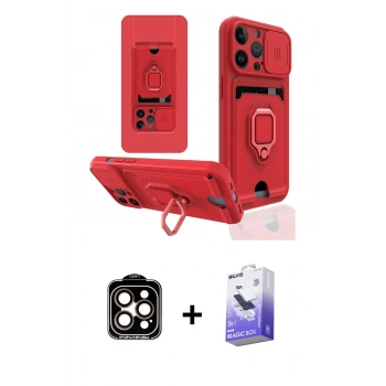 MARSİLYAN™- iPhone 14 Pro Max Kılıf Vadi Form Prime - Siyah Bilvis 5in1 5D Magic Hayalet Cam Ekran Koruyucu + PVD Metal Kamera Lens - TU