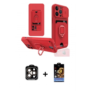 MARSİLYAN™- iPhone 14 Pro Max Kılıf Vadi Form Prime - Siyah Buffer Hayalet Cam Ekran Koruyucu + PVD Metal Kamera Lens - TU