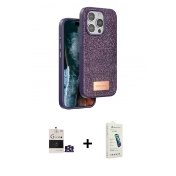 MARSİLYAN™- iPhone 14 Pro Max Kılıf Vadi Klasik Serisi - Şeffaf Pasifik Cam Ekran Koruyucu + Bilvis Titan Kamera Lens - GS