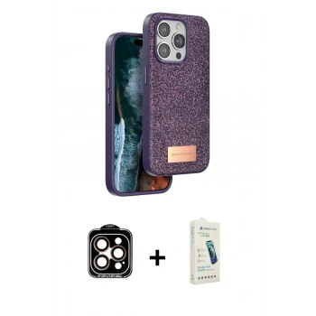 MARSİLYAN™- iPhone 14 Pro Max Kılıf Vadi Klasik Serisi - Şeffaf Pasifik Cam Ekran Koruyucu + PVD Metal Kamera Lens - TU