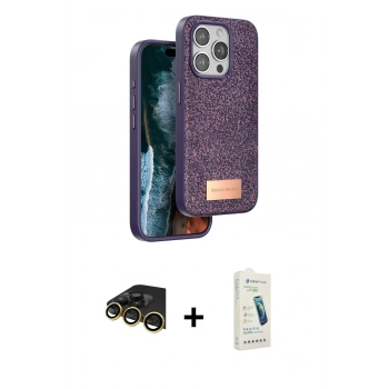MARSİLYAN™- iPhone 14 Pro Max Kılıf Vadi Klasik Serisi - Şeffaf Pasifik Cam Ekran Koruyucu + Raze Metal Kamera Lens - GD