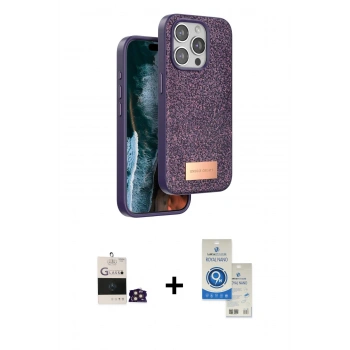 MARSİLYAN™- iPhone 14 Pro Max Kılıf Vadi Klasik Serisi - Şeffaf Royal Nano Ekran Koruyucu + Bilvis Titan Kamera Lens - GD