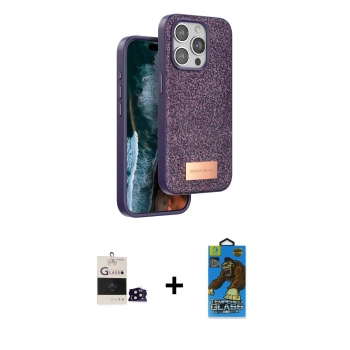 MARSİLYAN™- iPhone 14 Pro Max Kılıf Vadi Klasik Serisi - Siyah 18D Cam Ekran Koruyucu + Bilvis Titan Kamera Lens - SH