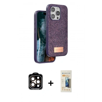 MARSİLYAN™- iPhone 14 Pro Max Kılıf Vadi Klasik Serisi - Siyah 6D Mat Seramik Hayalet Nano Ekran Koruyucu + PVD Metal Kamera Lens - TU