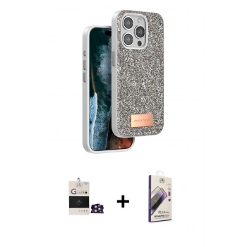 MARSİLYAN™- iPhone 14 Pro Max Kılıf Vadi Klasik Serisi - Siyah Bilvis 3D Mat Cam Ekran Koruyucu + Bilvis Titan Kamera Lens - GD