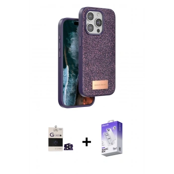 MARSİLYAN™- iPhone 14 Pro Max Kılıf Vadi Klasik Serisi - Siyah Bilvis 5in1 3D Magic Cam Ekran Koruyucu + Bilvis Titan Kamera Lens - DNMR
