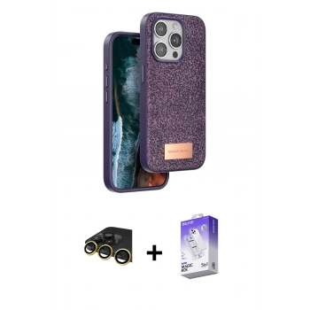 MARSİLYAN™- iPhone 14 Pro Max Kılıf Vadi Klasik Serisi - Siyah Bilvis 5in1 3D Magic Cam Ekran Koruyucu + Raze Metal Kamera Lens - GD