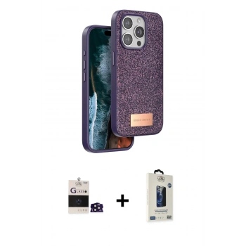 MARSİLYAN™- iPhone 14 Pro Max Kılıf Vadi Klasik Serisi - Siyah Bilvis Hayalet Cam Ekran Koruyucu + Bilvis Titan Kamera Lens - DNMR