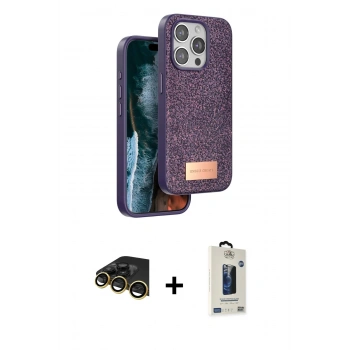 MARSİLYAN™- iPhone 14 Pro Max Kılıf Vadi Klasik Serisi - Siyah Bilvis Hayalet Cam Ekran Koruyucu + Raze Metal Kamera Lens - GD