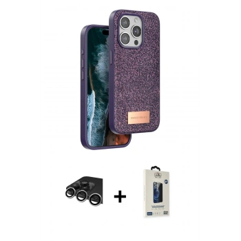 MARSİLYAN™- iPhone 14 Pro Max Kılıf Vadi Klasik Serisi - Siyah Bilvis Hayalet Cam Ekran Koruyucu + Raze Metal Kamera Lens - GS