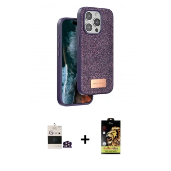 MARSİLYAN™- iPhone 14 Pro Max Kılıf Vadi Klasik Serisi - Siyah Buffer Cam Ekran Koruyucu + Bilvis Titan Kamera Lens - GD