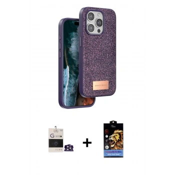 MARSİLYAN™- iPhone 14 Pro Max Kılıf Vadi Klasik Serisi - Siyah Buffer Hayalet Cam Ekran Koruyucu + Bilvis Titan Kamera Lens - GS