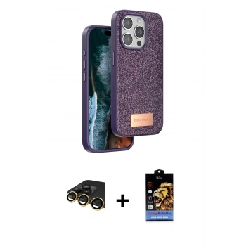 MARSİLYAN™- iPhone 14 Pro Max Kılıf Vadi Klasik Serisi - Siyah Buffer Hayalet Cam Ekran Koruyucu + Raze Metal Kamera Lens - GD