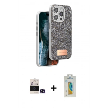 MARSİLYAN™- iPhone 14 Pro Max Kılıf Vadi Klasik Serisi - Siyah Polymer Nano Ekran Koruyucu + Bilvis Titan Kamera Lens - DNMR