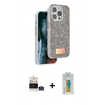 MARSİLYAN™- iPhone 14 Pro Max Kılıf Vadi Klasik Serisi - Siyah Polymer Nano Ekran Koruyucu + Bilvis Titan Kamera Lens - SH