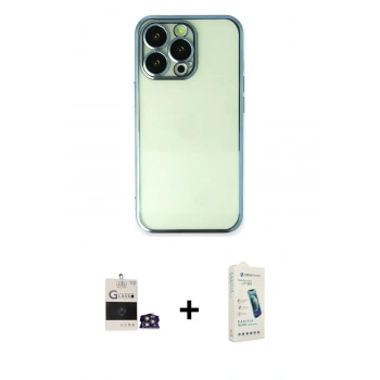 MARSİLYAN™- iPhone 14 Pro Max Kılıf Vadi Minimal - Şeffaf Pasifik Cam Ekran Koruyucu + Bilvis Titan Kamera Lens - GS